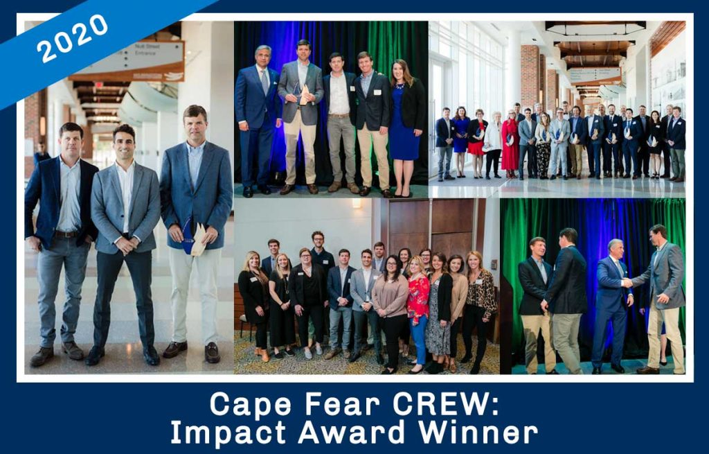 Collage of photos related to CFC winning the 2020 Cape Fear Crew Impact Award
