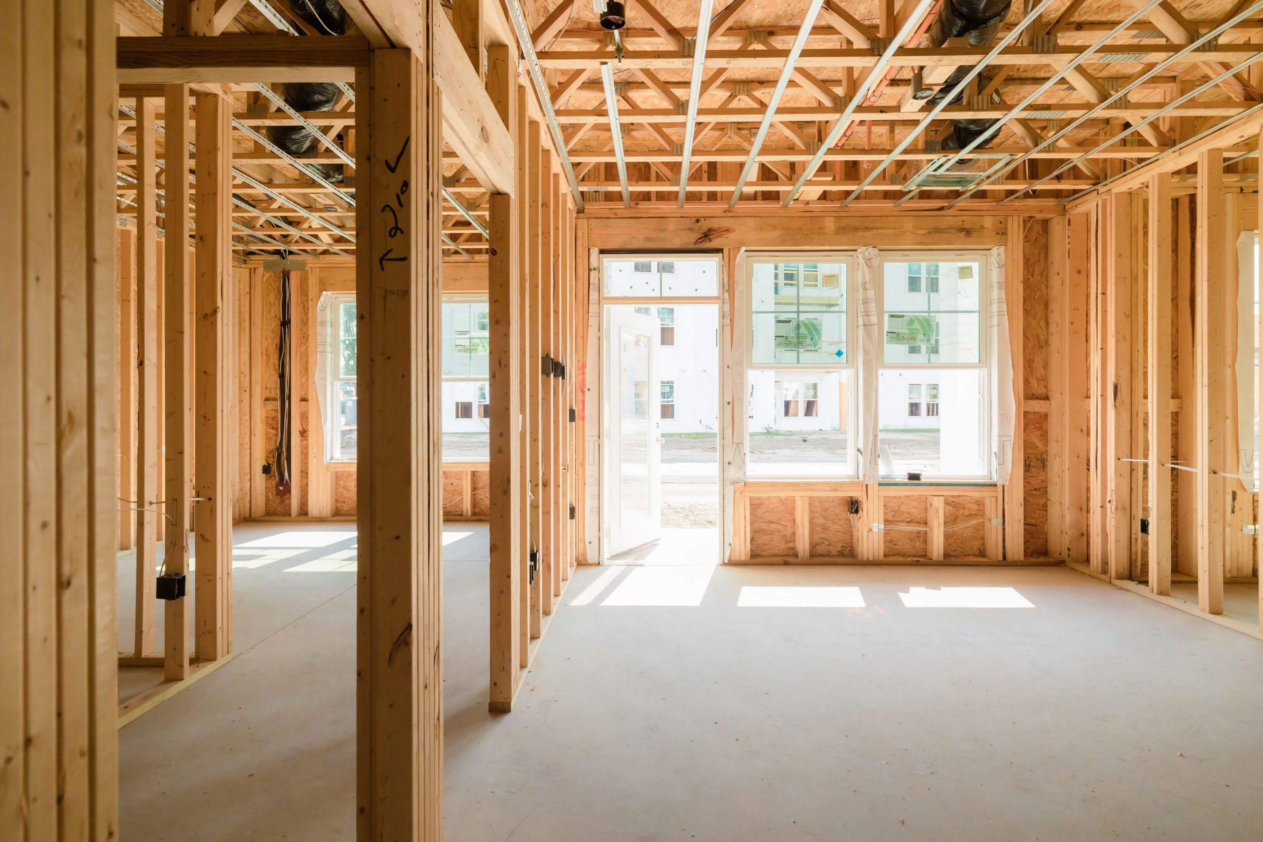 Interior view of apartment complex under construction