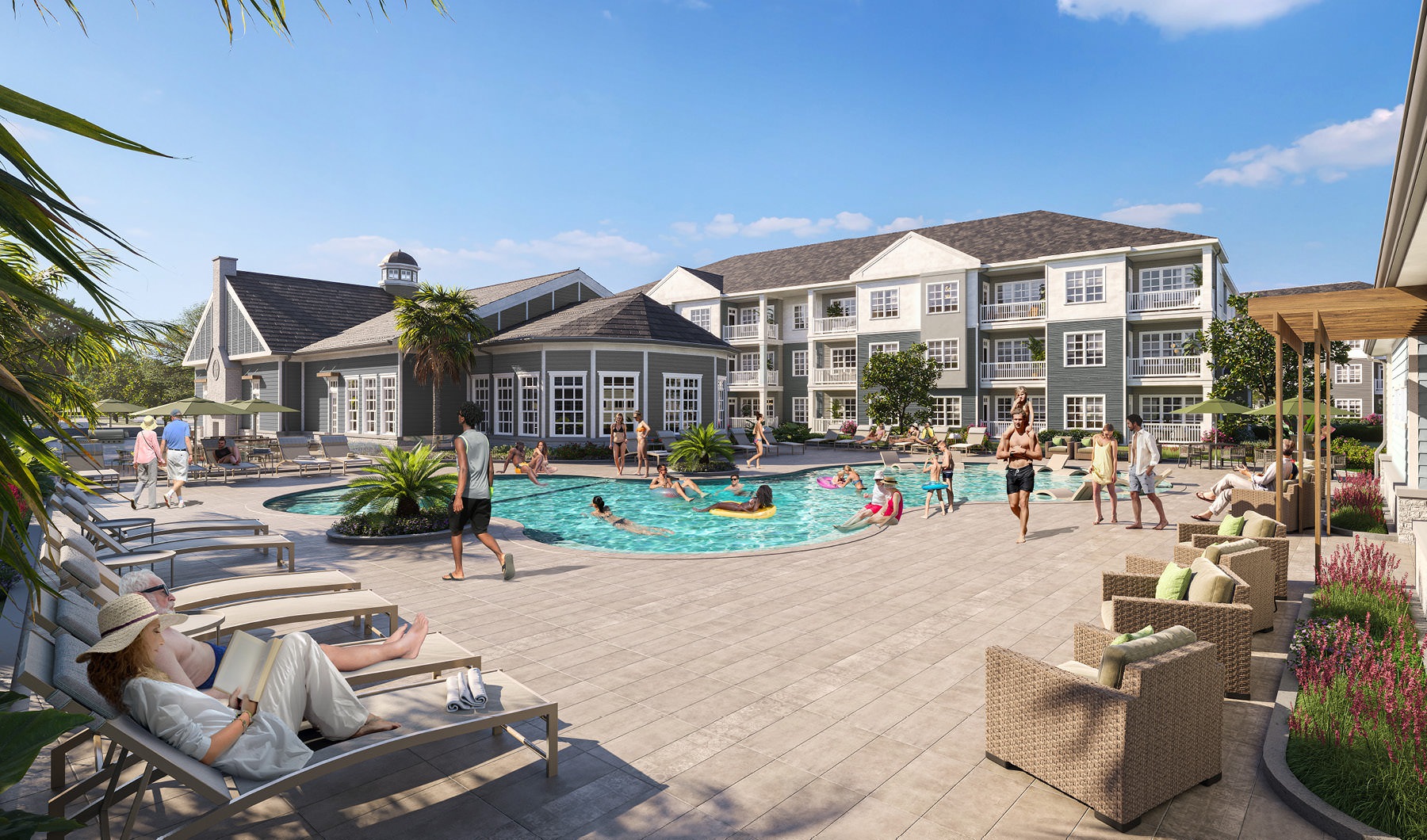 Outdoor pool at apartment complex