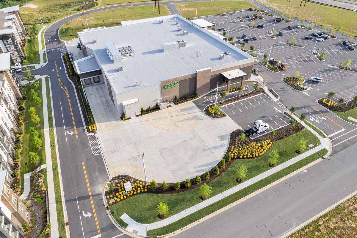 Aerial view of Publix at Wendell Falls