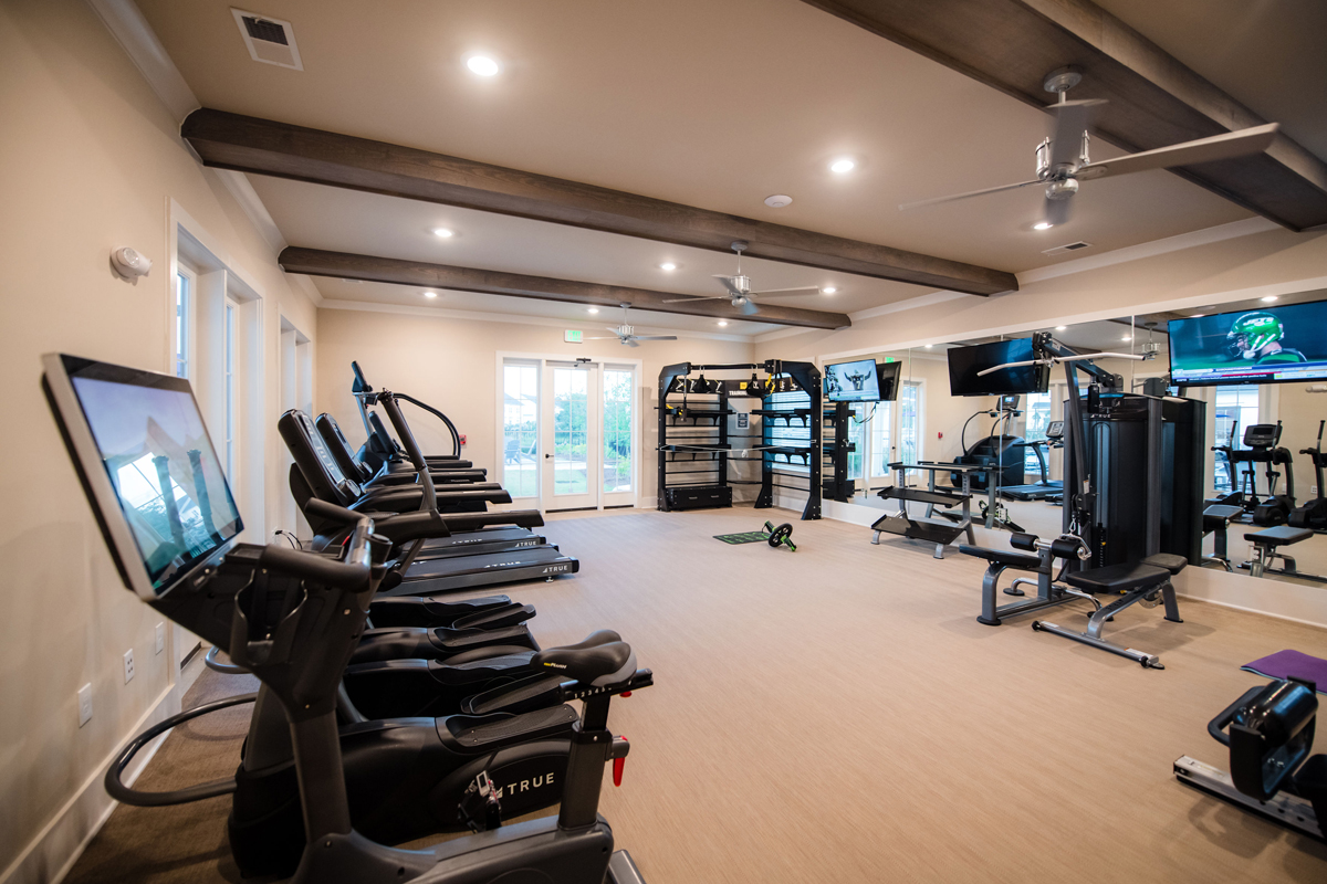 Woodlands Landing interior: gym